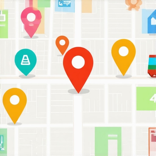 Futuristic map with local business icons, AR overlays, and AI signals