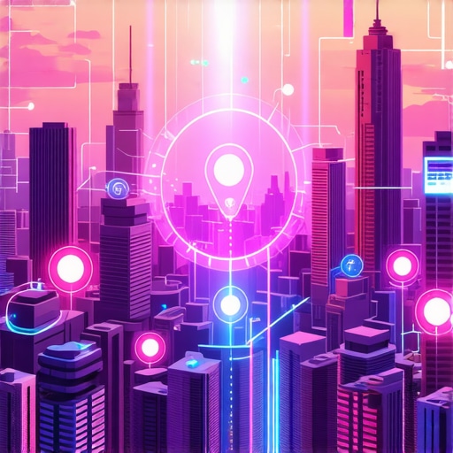 Future of Local SEO in 2025 Futuristic cityscape with digital maps and local business icons