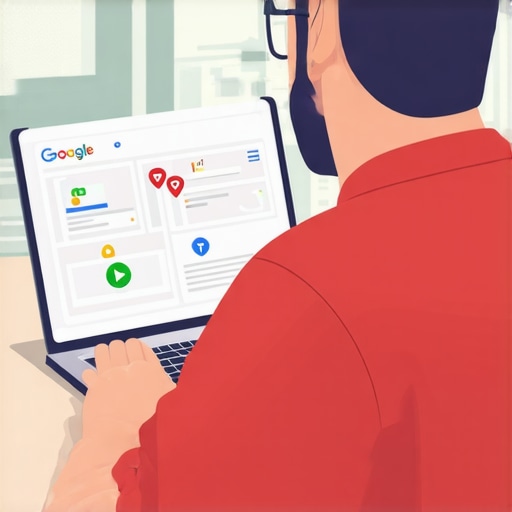 Business owner working on Google My Business profile optimization using local SEO tools.