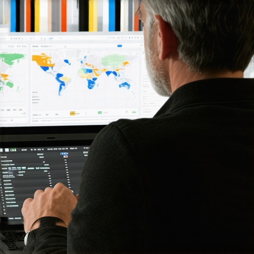 Business owner reviewing local SEO analytics and maps on a laptop.