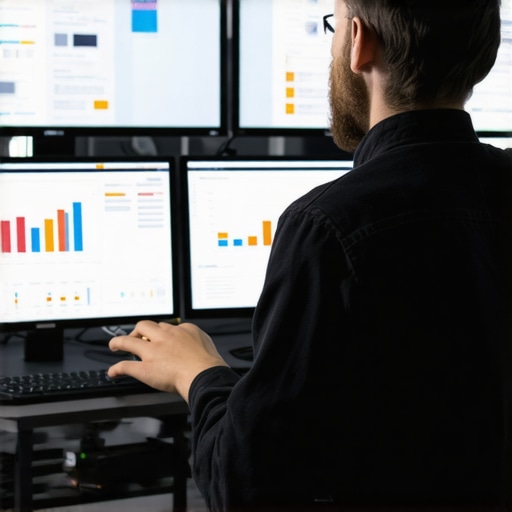 A person working on SEO analytics using various local search tools on a computer setup.