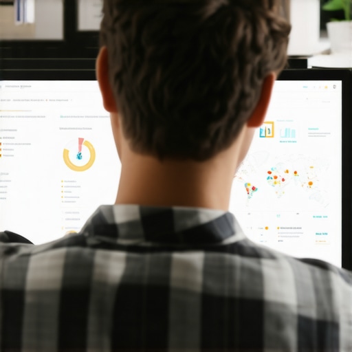 A professional reviewing local search analytics on a computer dashboard.