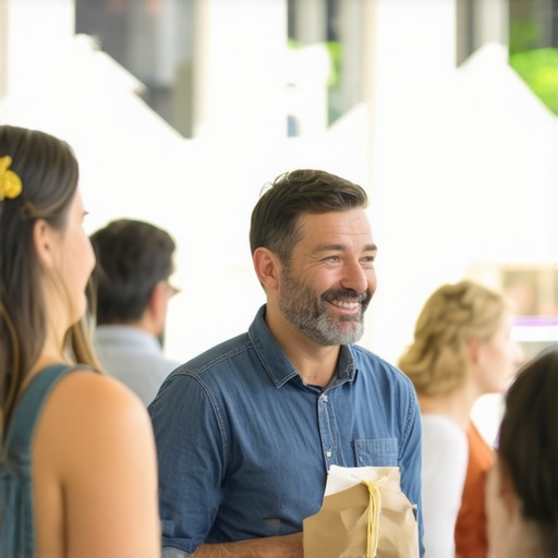 Business owner participating in a community event to boost local SEO signals