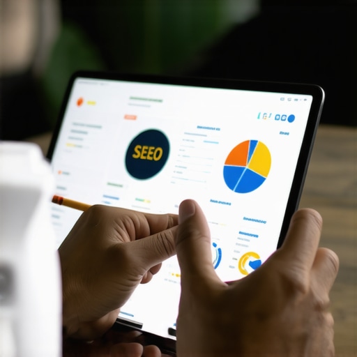 Data-Driven Local SEO Strategy in Action Business owner reviewing analytics on digital device for SEO improvements in 2026.