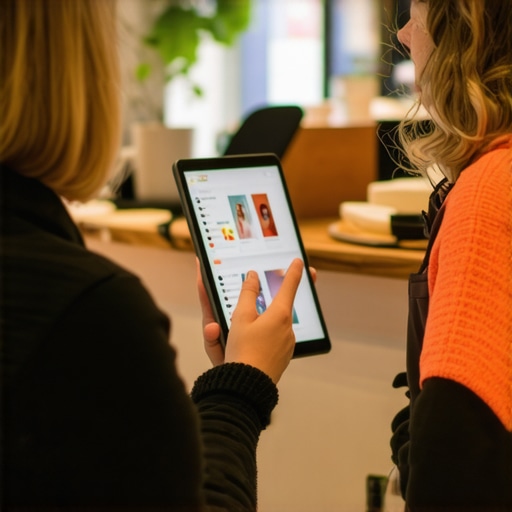 Business owner using tablet to update profile and engage customers in real-time