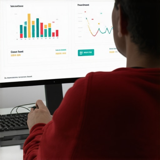 A professional examining local search analytics on a monitor, focusing on tools and ongoing SEO maintenance.