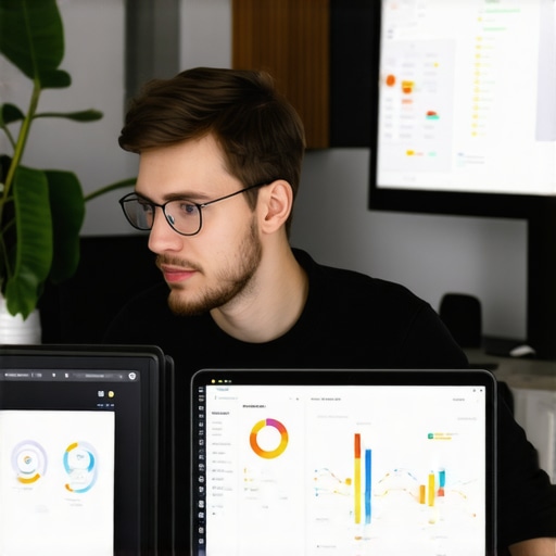 Analyzing Local SEO Data Dashboard Digital marketer reviewing local SEO performance metrics on a computer screen