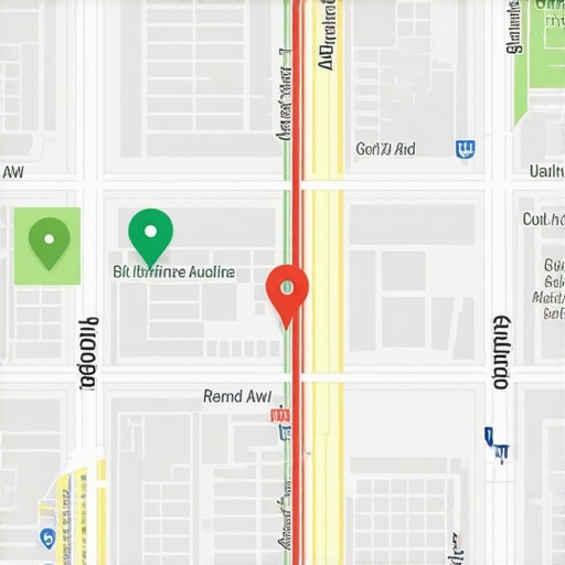 Illustration of a digital map with AR overlays and real-time signals enhancing local visibility.